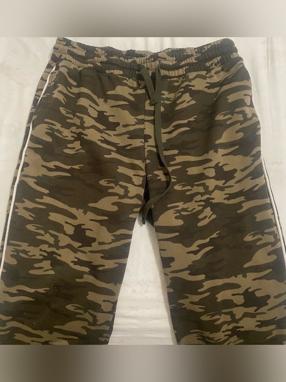 Drawstring Fleece Sweatspants- Olive Camo